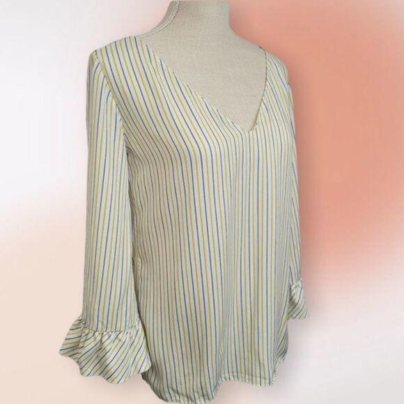 Massimo Dutti‎ Ruffled Sleeve Striped Top Size 4 - Picture 9 of 13